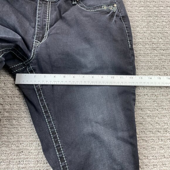 Suko Jeans Women Size 16 Black Dazzled Rhinestones Faded Washed Denim Black - Picture 11 of 13